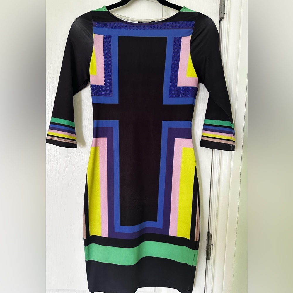 FX MISSONY MULTICOLOUR CLOSE FITTING AND CURVY DRESS SIZE 36 Europe